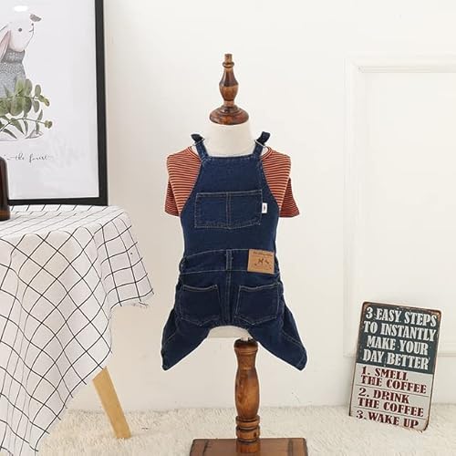 MOLUO Denim Pet Jumpsuit Französische Bulldogge Haustierkleidung für mittelgroße Hunde Kostüm Fette Hunde Kleidung Jeans Mode Hundemantel von MOLUO