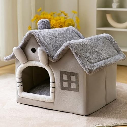 MOLUO Weiches Katzenbett Tiefschlafhaus Hund Katze Winterhaus Abnehmbares Kissen Geschlossenes Haustierzelt Für Kätzchen Welpen Cama Gato Supplies von MOLUO