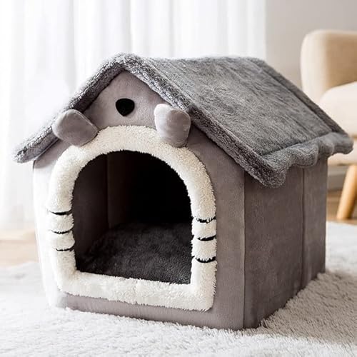 MOLUO Weiches Katzenbett Tiefschlafhaus Hund Katze Winterhaus Abnehmbares Kissen Geschlossenes Haustierzelt Für Kätzchen Welpen Cama Gato Supplies von MOLUO