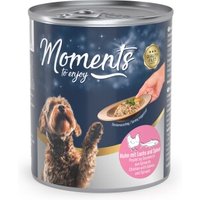 MOMENTS Nassfutter Hund Adult Huhn mit Lachs & Spinat 6x220 g von MOMENTS