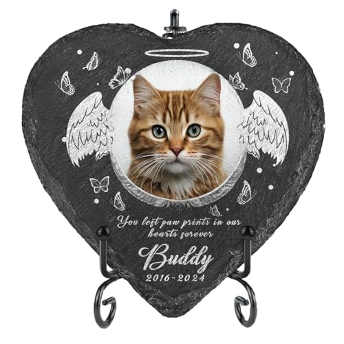 MOMGEGE Gedenkstein für Hunde, Katzen und Alle Geliebten Tiere, Individueller Grabstein für Haustiere, Gedenktafel zum Beileid bei Verlust Eines Haustieres (Heart-K, 10 * 10cm) von MOMGEGE