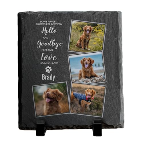 MOMGEGE Personalisierter Gedenkstein für Haustiere, Grabstein oder Garten Andenken für den Verlust eines Haustieres, zur Ehrung von Hunden, Katzen und geliebten Haustieren (J, 10 * 10cm) von MOMGEGE