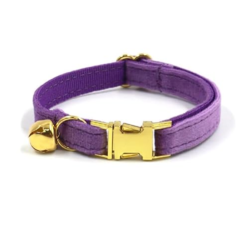 Personalisiertes Katzenhalsband mit Namensschild, verstellbares Samt Katzenhalsband mit Glocke, Haustier Halsband mit Name Telefonnummer Gravierte ID Tags (Deep Purple) von MOMGEGE