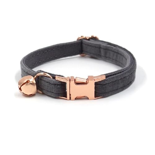 Personalisiertes Katzenhalsband mit Namensschild, verstellbares Samt Katzenhalsband mit Glocke, Haustier Halsband mit Name Telefonnummer Gravierte ID Tags (Grey) von MOMGEGE