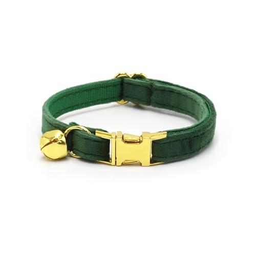 Personalisiertes Katzenhalsband mit Namensschild, verstellbares Samt Katzenhalsband mit Glocke, Haustier Halsband mit Name Telefonnummer Gravierte ID Tags (Peacock Green) von MOMGEGE