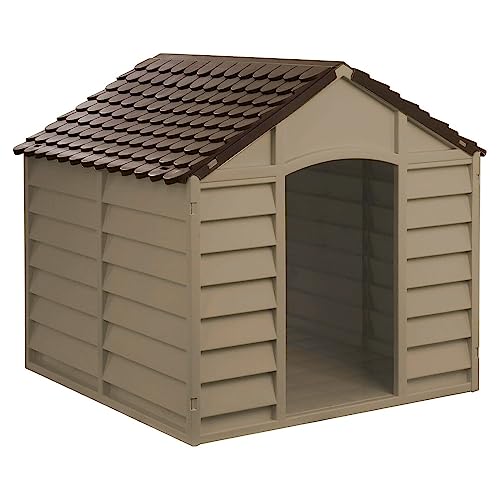 Mondo Viro Hundehütte für den Außenbereich für mittelgroße und große Hunde aus Kunstharz, beige und braun (mittelgroß) von MONDO VIRO