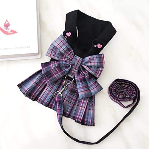 MOOCO MORNING Plaid Hundekleid mit Leine Set für kleine Hunde Welpen Katze Geschirr Weste Chihuahua Yorkie Shih Tzu Rock Hundekleidung Haustierbedarf von MOOCO MORNING