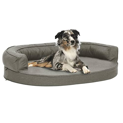 MOONAIRY Hundematratze, Hundebett, Hundekissen, Hundematte, Dog Bed, Hunde Bettchen, Hunde Matratze, Hundepolster, Katzenbett, Ergonomisch 75x53cm Leinenoptik Grau von MOONAIRY