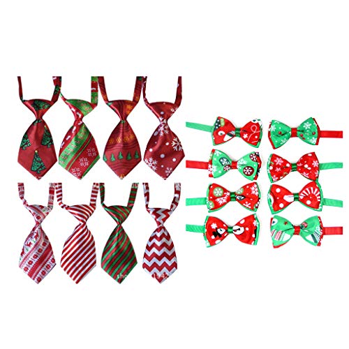 16x Verstellbar Katzenhalsbänder Fliege Weihnachten Katzenhalsbänder Partyzubehör Hochwertig Katzenhalsbänder Weihnachten von MOONDAME