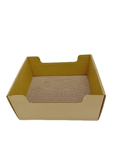 MOONMEOW Pet Box Katzenbett, 40,6 x 33 x 19,1 cm, mit Kratzunterlage für Katzen und kleine Hunde im Innenbereich von MOONMEOW