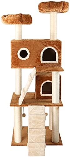 MOOZLE 2 Plüsch-Sitzstangen Katzenbaum Katzenturm Höhle Kätzchen Möbel mit Sisal überzogenen Kratzstämmen, baumelnden Spielzeug, Leiter von MOOZLE