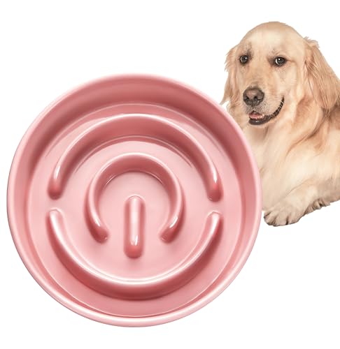 Keramik Slow Feeder Hundenapf für mittlere und große Rassen, Hund Slow Feeder Bowl für schnelle Esser, Puzzle Hundenapf zum Verlangsamen des Essens, 935.5 g, Lachsrosa von MOPANG