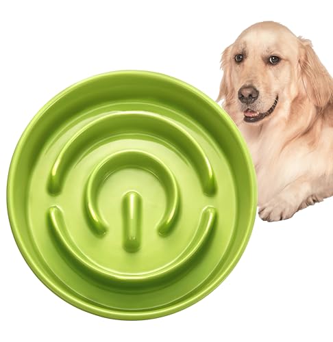 Keramik Slow Feeder Hundenapf für mittlere und große Rassen, Hund Slow Feeder Bowl für schnelle Esser, Puzzle Hundenapf zum Verlangsamen des Essens, 935.5 g, Limettengrün von MOPANG