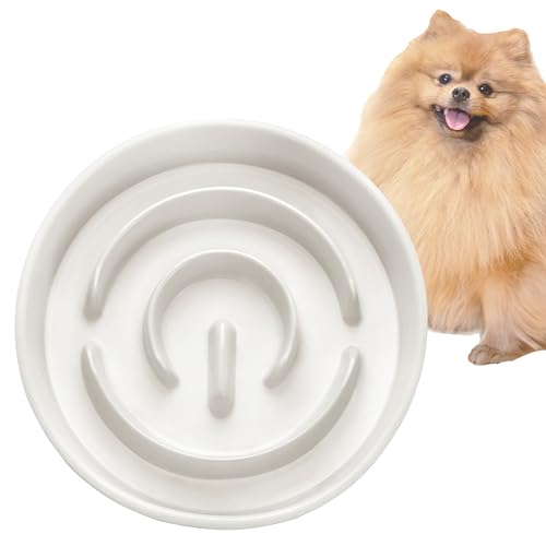 MOPANG Keramik-Slow-Feeder-Hundenäpfe für Kleine Rassen, Antischlingnapf für Katze und Kleine Hunde, Langsame Fütterung für Hunde Klein, Ø 16cm, 400ml, Elfenbeinweiß1 von MOPANG