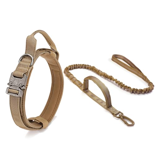 MORAFSSIM Taktisches Hundehalsband mit Griff und robuster Metallschnalle für große Hunde, verstellbares Militär-Hundehalsband aus Nylon mit Griff für Hundetraining (Nylon, Farbe L) von MORAFSSIM