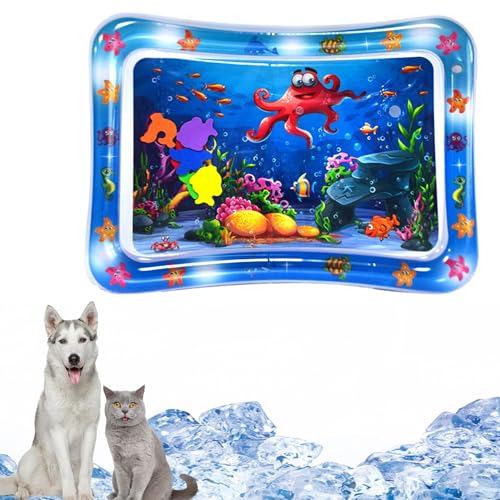 MOREASE Wassermatte Katze, Wasserspielmatte Katze, Sensorische Kühlmatte Wasserspielmatte für Katzen, Cat Water Mat, Haustier Katzenspielzeug Aqua Matte Katze Spielmatte (A) von MOREASE