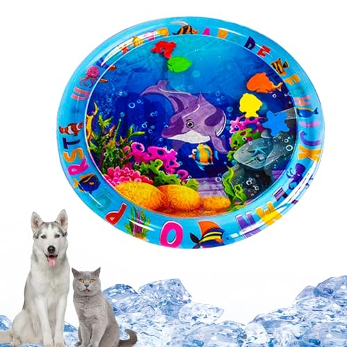 MOREASE Wassermatte Katze, Wasserspielmatte Katze, Sensorische Kühlmatte Wasserspielmatte für Katzen, Cat Water Mat, Haustier Katzenspielzeug Aqua Matte Katze Spielmatte (I) von MOREASE