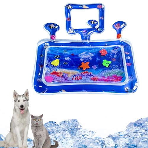 MOREASE Wassermatte Katze, Wasserspielmatte Katze, Sensorische Kühlmatte Wasserspielmatte für Katzen, Cat Water Mat, Haustier Katzenspielzeug Aqua Matte Katze Spielmatte (J) von MOREASE