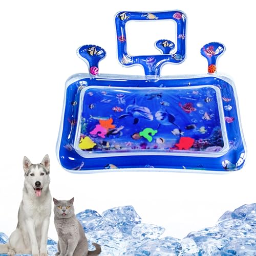 MOREASE Wassermatte Katze, Wasserspielmatte Katze, Sensorische Kühlmatte Wasserspielmatte für Katzen, Cat Water Mat, Haustier Katzenspielzeug Aqua Matte Katze Spielmatte (K) von MOREASE