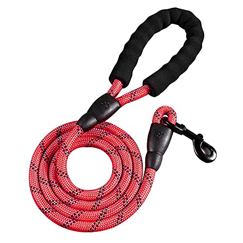 Reflektierend Schleppleine für Hunde, 1,5m Trainingsleine Hundeleine mit Gepolsterten Griff und 360° Karabinerhaken, Nylon Lange Seil Trainingsleine für Welpen, Kleine Hunde (Rot) von MOREASE