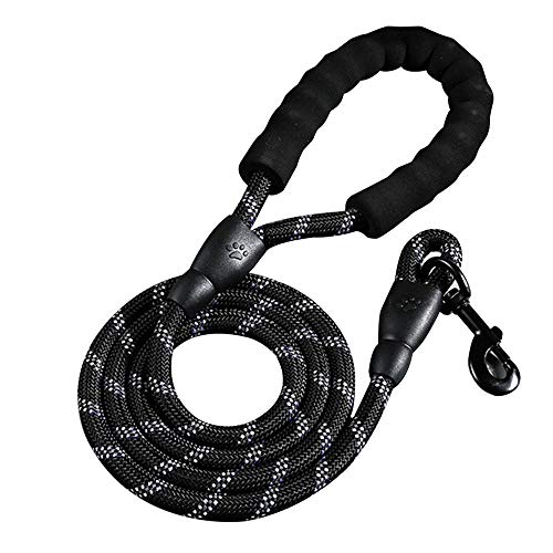 Reflektierend Schleppleine für Hunde, 1,5m Trainingsleine Hundeleine mit Gepolsterten Griff und 360° Karabinerhaken, Nylon Lange Seil Trainingsleine für Welpen, Kleine Hunde (Schwarz) von MOREASE