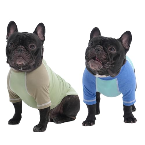 2er-Pack Hunde-Shirts mit Raglanärmeln, für große Hunde, für mittelgroße Hunde, schnell trocknend, atmungsaktiv, für Haustiere, Rosa/Lila, Größe L von MORVIGIVE