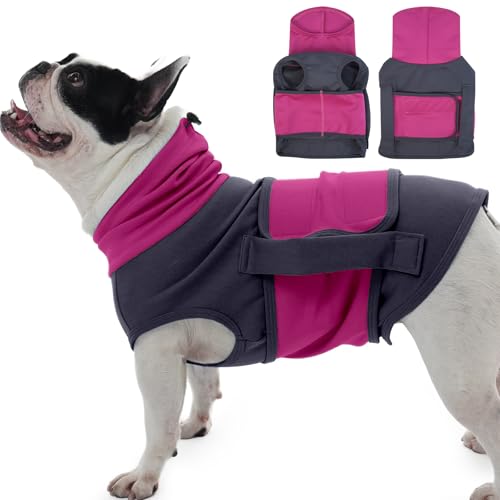 Hunde-Angstweste, verstellbare Beruhigungsjacke für kleine Rassen, ärmellos und leicht, hoher Hals, hält Kopf und Ohren für Feuerwerk, Sturm, Anti-Angst-Shirt für französische Bulldoggen, Violett, von MORVIGIVE