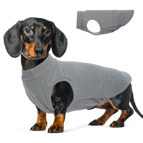 Hunde-Fleeceweste, grau, Größe L, warmer Hundepullover, dehnbar, großes Hunde-Sweatshirt, leichte Hundejacken für mittelgroße Hunde, Dackelkleidung, französische Bulldogge, Mini-Schnauzer von MORVIGIVE