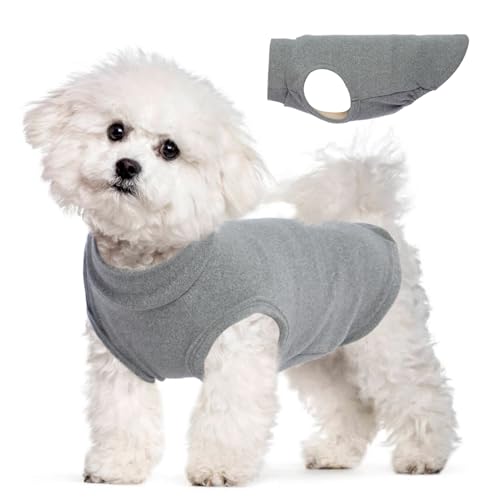 Hunde-Fleeceweste, grau, Größe M – Pullover, warme Hundeweste, dehnbar, Sweatshirt für kleine Hunde, leichte Hunde-Winterjacke, kleine Hundepullover für Jungen, Havaneser, Shih Tzu, Papillon von MORVIGIVE