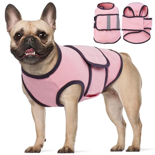 Hunde-Kapuzenpullover – Rosa, XL – Winter-Hunde-Kapuzenpullover für große Hunde, Weihnachtspullover mit reflektierenden Stangen, verstellbare Bänder, Pullover-Design, beruhigender Kapuzenpullover für von MORVIGIVE