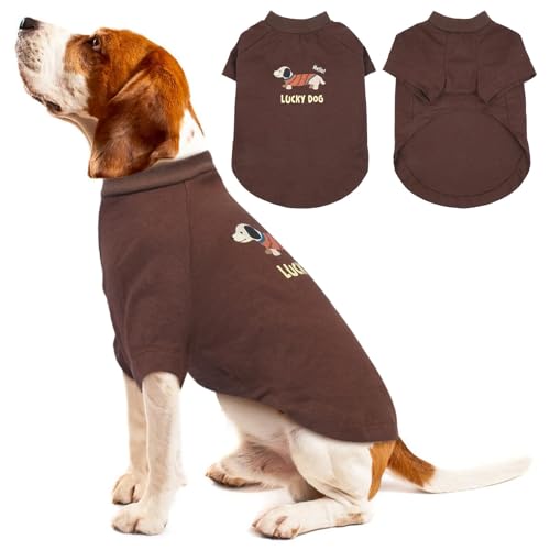 Hunde-Shirts, Haustier-Shirts für mittelgroße Hunde, leicht, mit Ärmeln, niedlicher Druck, für alle Jahreszeiten, weich, atmungsaktiv, maschinenwaschbar, Braun, Größe XL von MORVIGIVE