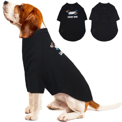 Hunde-Shirts, Haustier-Shirts für mittelgroße Hunde, leicht, mit Ärmeln, niedlicher Druck, für alle Jahreszeiten, weich, atmungsaktiv, maschinenwaschbar, Schwarz, Größe XL von MORVIGIVE