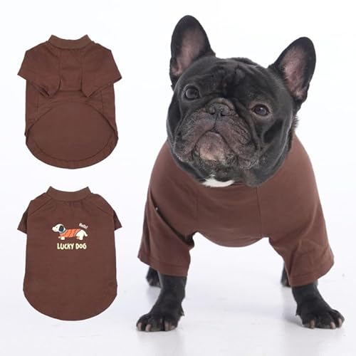 Hunde-T-Shirt, großes Hunde-Shirt mit Ärmeln, Haustier-Shirt für mittelgroße Hunde, weicher Druck, leicht, atmungsaktiv, für alle Jahreszeiten, maschinenwaschbar, Braun, Größe L von MORVIGIVE