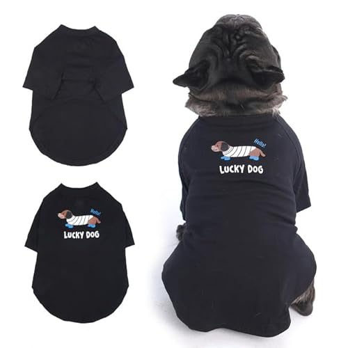 Hunde-T-Shirt, großes Hunde-Shirt mit Ärmeln, Haustier-Shirt für mittelgroße Hunde, weicher Druck, leicht, atmungsaktiv, für alle Jahreszeiten, maschinenwaschbar, Schwarz, Größe L von MORVIGIVE