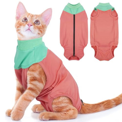 Katzen-Operationsanzug, Genesungsanzug, Kätzchen-Genesungs-Einteiler nach Operationen, spezialisiertes Haustier-Erholungs-Shirt, Bauchwundschutz, atmungsaktiver Stoff, Reißverschluss hinten, von MORVIGIVE