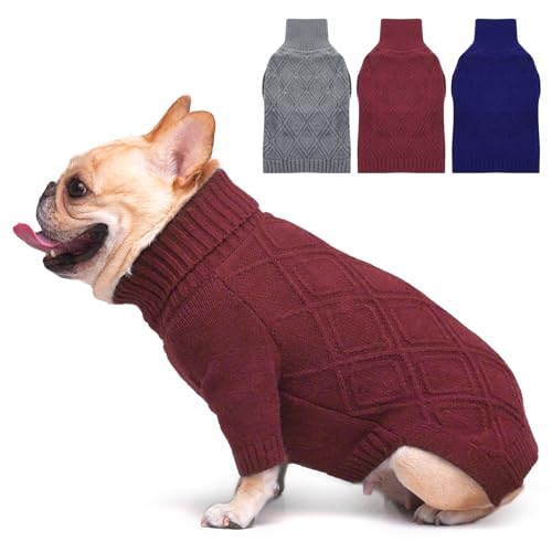 MORVIGIVE Großer Hundepullover – Burgunderrot, Größe XL – Rollkragenpullover für kaltes Wetter, Hundepullover für große Hunde, männliche und weibliche Hunde, Weihnachtspullover für Beagle, Corgi von MORVIGIVE