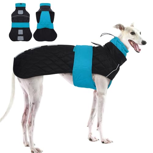 MORVIGIVE Whippet Hundemantel für kleine Hunde, Wintermantel mit verstellbaren Bändern, Hunde-Schneemantel für Windhunde, wasserabweisende Hundejacke mit Loch für Geschirr von MORVIGIVE