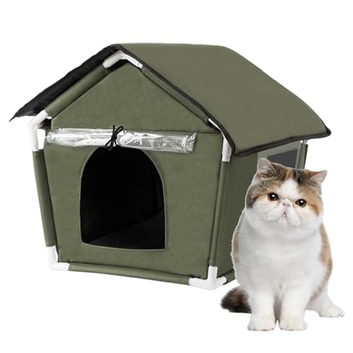 Katzenhaus Outdoor Wetterfest Kleine Hundehütte Mit Abnehmbarem Kissen Kaltes Wetter Hundehaus Haustierhaus Für Hunde Katzen Streunende Haustiere Kätzchen von MOTHAF