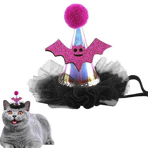 MOTHAF Haustier-Halloween-Mütze - Haustier-Kostü -Bandana-Mütze | Weiches Haustier-Bandana mit Fledermaus-Kürbis-Muster, Halloween-Party-Kostümzubehör für mittelgroße kleine Haustiere und Katzen von MOTHAF