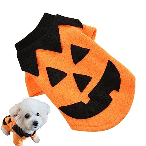 MOTHAF Hunde-Halloween-Kostüme Kürbis,Süßes Halloween-Kürbis-Hundekostüm - Weiches Tier-Overall-Outfit, Halloween-Kleidung für kleine und mittelgroße Haustiere, Haustier-Halloween-Kostüme und von MOTHAF