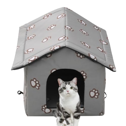 Outdoor Katzenhaus Isolierte Streunkatzen Shelter Cat Feral Shelter Haus mit Tür Katze Beheizter Winterunterstand Warm Outdoor Haustierhaus für Streuner und Außenkatzen von MOTHAF