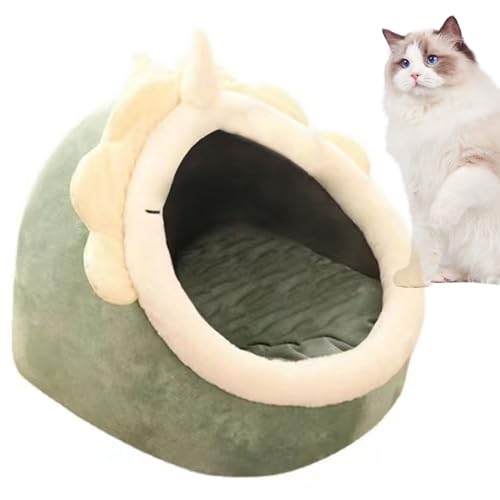 Warme Haustierhöhle, halbgeschlossenes Katzenbett, runde weiche Plüschhöhle, Katzenbett mit Kapuze, Donut, bequemes, selbstwärmendes Haustierbett, Katzenhöhlenbett, Schlafbett für Katzen, kleine Hunde von MOTHAF