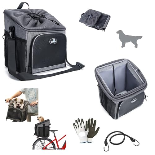 KOMPATIBEL MIT GITANE TRANSPORT FÜR HUNDE, KATZEN, KATZEN, HASCHEN, FAHRRADTASCHE FÜR DAS FAHRRAD, ATMUNGSAKTIV MIT MATT UND SEITENVERSTÄRKUNGEN MAX 5,5 KG ABMESSUNGEN 35 X 26 X 30.5 CM von MOTO SPORT MONDO