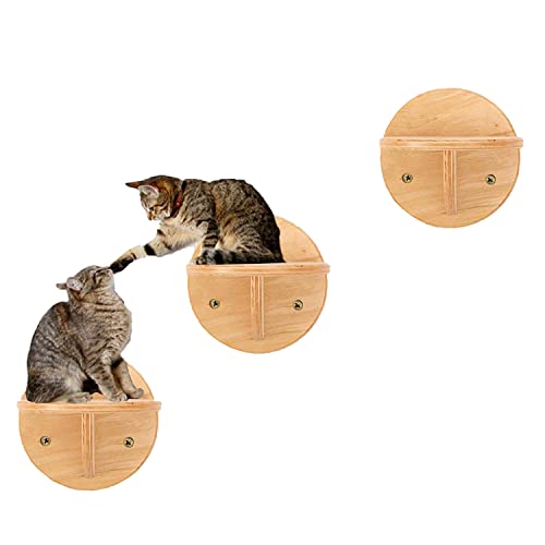 Wandmontiertes Katzenregal aus Holz, Klettertreppen, Katzenstange, Kletter, Spielzentren, Haustierspielmöbel, Kätzchen, Katzen, Klammern, Sprungplattform von MOTT 50