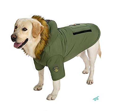 MOTT Extra große Hunde-Kapuzenpullover, warm, dick, für Golden Retriever, Labrador, Schäferhund, Winterkleidung, Outdoor-Outfit mit reflektierenden Streifen von MOTT