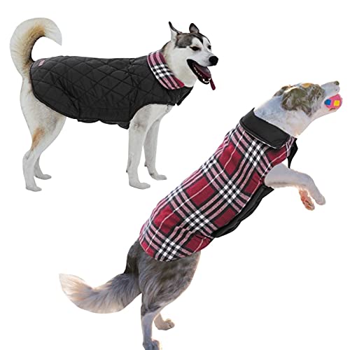 MOTT Warme gepolsterte Hundejacke, wasserdicht, große Winterkleidung, kuschelige Hundeweste, wendbar, dick, winddicht, Schneeanzug für kaltes Wetter von MOTT