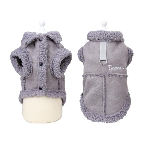 Hundemantel Winter,Hund Warme Jacke,Hundeweste mit D-Ring,Hundejacken für den Winter Winddicht,Fleece Warm Hunde Winterjacke für Kleine Mittelgroße und Große Hunde(Grau,L) von MOTTDAM