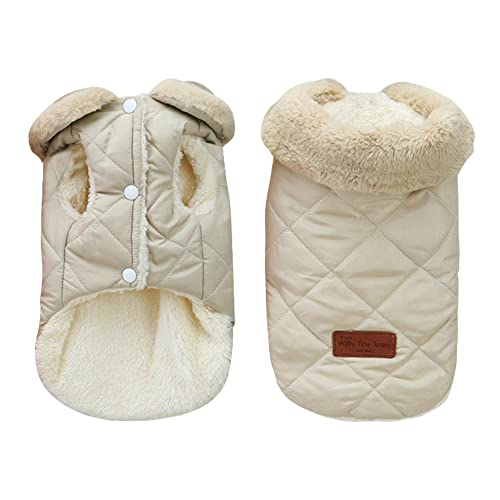 Hundemantel Winter,Hundemantel für Hunde,Wasserdichter Hundemantel,Warm Hunde Winterjacke,Weicher Fleece Hundemantel,Weste Hundewintermantel für kleine Hunde und Katzen(M, Beige) von MOTTDAM