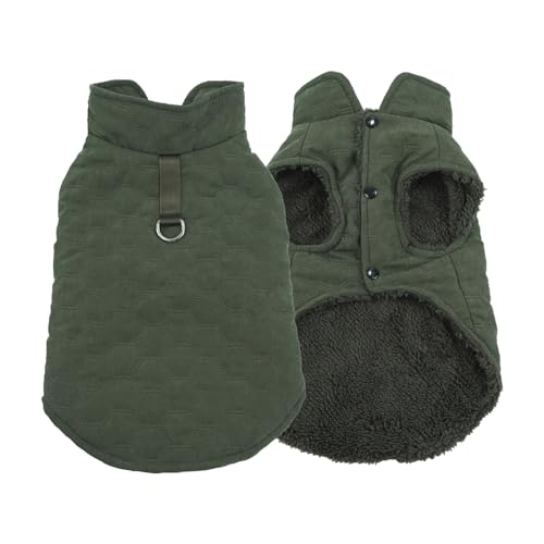 Hundemantel Winter,Hundemantel für Hunde,Wasserdichter Hundemantel,Warm Hunde Winterjacke,Weicher Fleece Hundemantel mit D-Ring, Hundewintermantel für Kleine,Mittlere und Große Hunde(M,dunkelgrün) von MOTTDAM