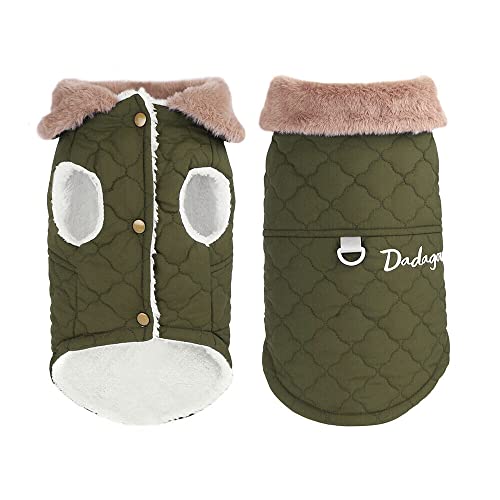 Hundemantel Winter,Hundemantel für Hunde,Wasserdichter Hundemantel,Warm Hunde Winterjacke,Weicher Fleece Hundemantel mit D-Ring, Hundewintermantel für Kleine,Mittlere und Große Hunde(M, grün) von MOTTDAM